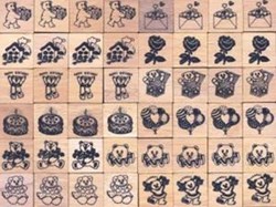 Harlekijn Stempel Spielzeug klein quadratisch 48 Stück sortiert