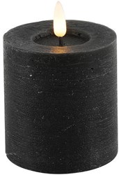 Countryfield LED Stumpenkerze schwarz rustikal 7,5x7,5x8cm mit Timer