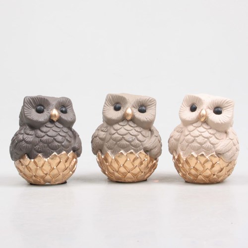 Season Inspired Decoration Eule Figur Dekoration grau 8,9x8,4x10,5cm