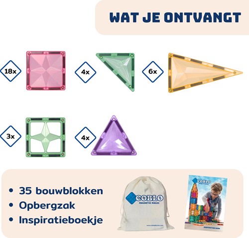Coblo Spielzeug Magnetische Fliesen Pastell 35 Stück-2