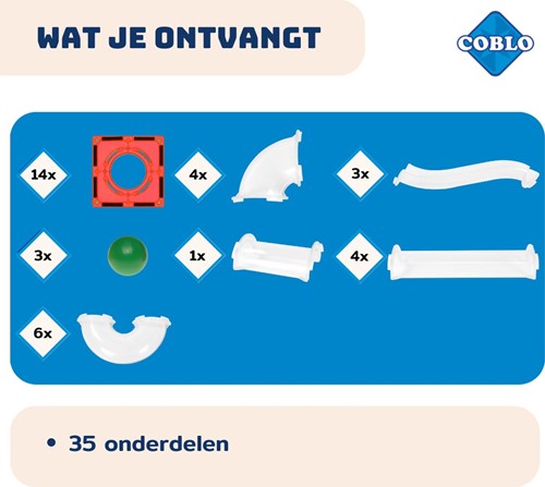 Coblo Spielzeug Magnetische Fliesen Classic Marblerun / Kugelbahn 35 Stück-2