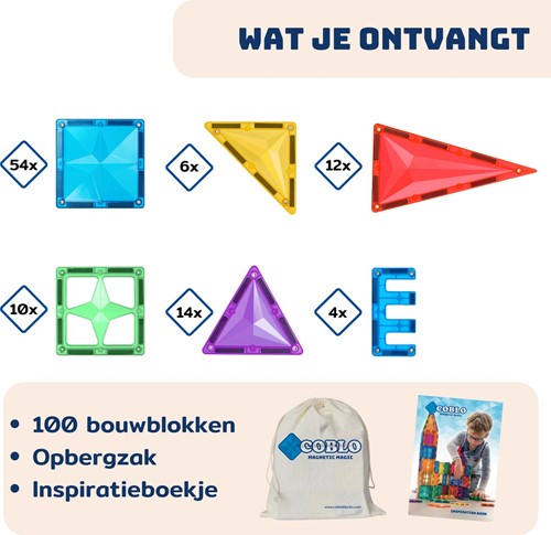 Coblo Spielzeug Magnetische Fliesen Classic 100 Stück-2