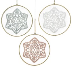 Decoris Baumwollanhänger Dekoration Ø24cm mit Bambusrahmen, sortiert