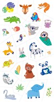 Avenir Tattoo Aufkleber Dschungel Tiere - temporäre Kindertattoos 50 Stück-3
