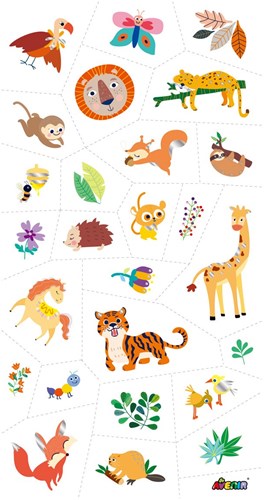 Avenir Tattoo Aufkleber Dschungel Tiere - temporäre Kindertattoos 50 Stück