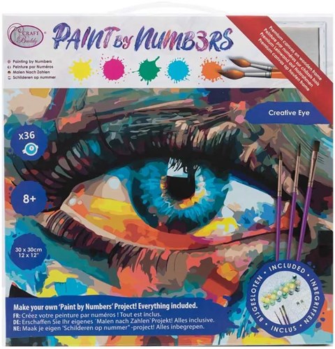 Craft Buddy Malen nach Zahlen Set - Creative Eye 30x30cm Acryl Leinwand