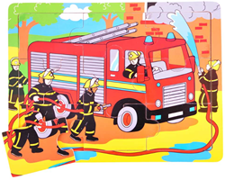 BigJigs Holzpuzzle Feuerwehr - 9 Teile Lernspielzeug