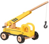 Goki Holz-Kranwagen - mobiles Baufahrzeug Spielzeug gelb-2