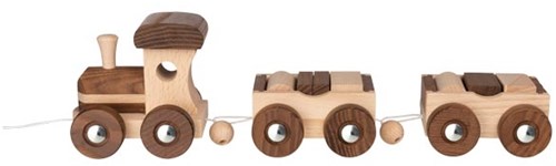 Goki Holz Zug Amsterdam - Spielzeugzug mit Bauklötzen-2