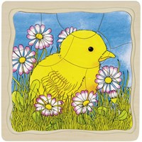 Goki Holz Schichtenpuzzle Huhn - Lernspielzeug 44 Teile-3