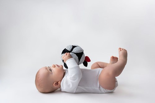 Mom's Care Montessori Babyball mit Spiegel schwarz-weiß sensorisches Spielzeug-3