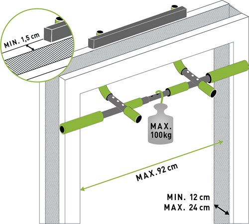 Schildkröt Fitness Türreck Multifunktional verstellbar, Klimmzugstange grün-3