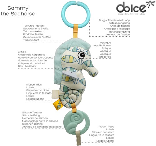 Dolce Toys Spielzeug Ozean Aktivität Anhänger - Seepferdchen Sammy-2