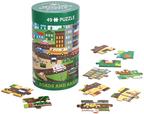 Petit Collage Puzzle Finde die Unterschiede - Straßen und Eisenbahnen Spielzeug