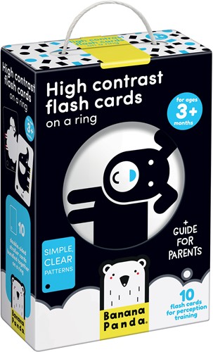 Banana Panda 10 High Contrast Look and Feel Babybuchkarten mit 20 Bildern / Schwarz-Weißes Babyspielzeugbuch ab 0 Monaten - 9x14cm