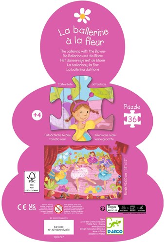 Djeco PUZZLES - PUZZLES SILHOUETTES La ballerine à la fleur - 36 pcs - FSC MIX