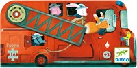 Djeco PUZZLES - PUZZLES SILHOUETTES Le camion de pompier - 16 pcs - FSC MIX