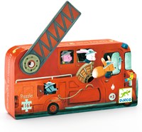 Djeco PUZZLES - PUZZLES SILHOUETTES Le camion de pompier - 16 pcs - FSC MIX