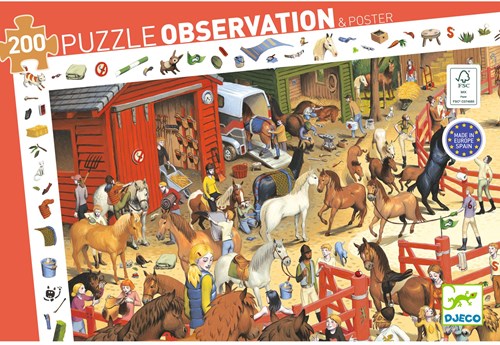 Djeco PUZZLES - PUZZLES OBSERVATION Equitation - 200 pcs - FSC MIX