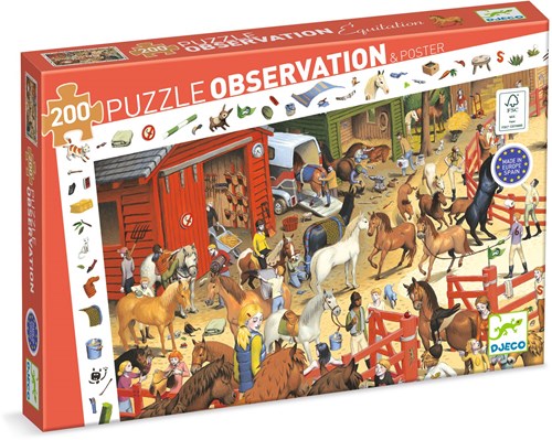 Djeco PUZZLES - PUZZLES OBSERVATION Equitation - 200 pcs - FSC MIX