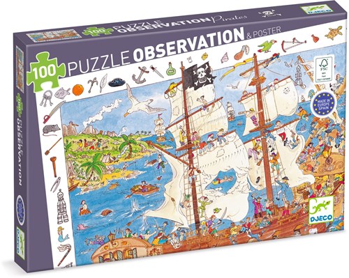 Djeco PUZZLES - PUZZLES OBSERVATION Les pirates - 100 pcs - FSC MIX