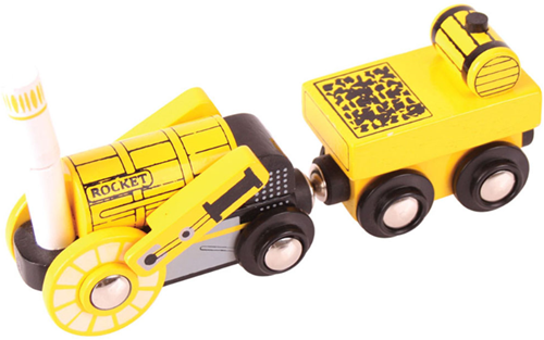BigJigs Holz-Dampflokomotive Nachbildung - Rocket Eisenbahn Spielzeug-2