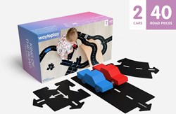 Waytoplay flexible Spielstraße King of the Road - 40 Teile + 2 Autos - drinnen und draußen spielen