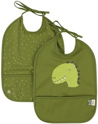 Trixie Lätzchen abwaschbar 2er-Pack - Mr. Dino - wasserdicht - grün - verstellbar