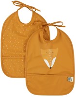 Trixie wasserdichtes Lätzchen 2er-Pack - Baby Lätzchen mit Auffangtasche Mr. Fox