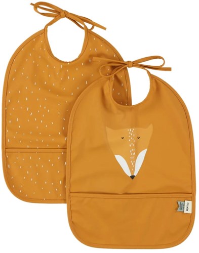 Trixie wasserdichtes Lätzchen 2er-Pack - Baby Lätzchen mit Auffangtasche Mr. Fox