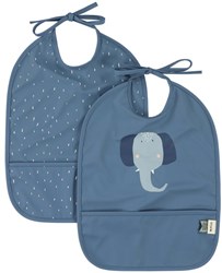Trixie Lätzchen Baby 2er-Pack wasserdicht Mrs. Elephant - Abwaschbar und blau