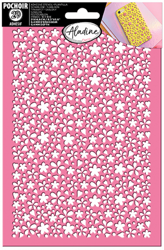 Aladine 3D Schablone A5 Flower Power - Selbstklebendes Bastelmaterial