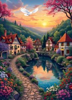 Alipson Puzzle Das Dorf am Ufer - 500 Teile