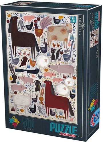 D-Toys Puzzle Bauernhoftiere 500 Teile buntes Legespiel-2