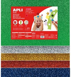 APLI Kids Glitter-Schaumstoff Bastelbögen Weihnachtsfarben 60x40 cm 5 Stück