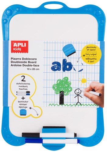 APLI Kids Whiteboard - doppelseitige Tafel mit Radierer und Stiften