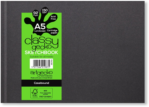 Artgecko Artgecko Classy Skizzenbuch A5 Querformat 150gr 46 Blatt Weiß