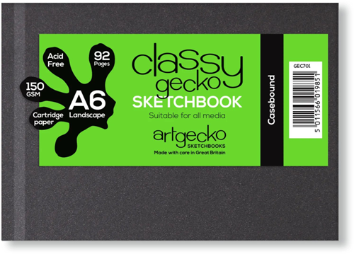 Artgecko Artgecko Classy Skizzenbuch A6 Querformat 150gr 46 Blatt Weiß