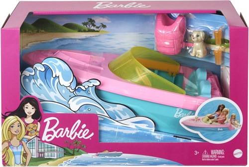 Mattel Barbie Boot mit Hund und Zubehör - Spielzeugboot für Puppen