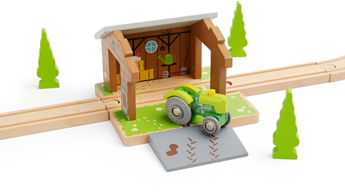 BigJigs Holzspielzeug Bauernhof - Eisenbahn Zubehör - bunt und robust-2