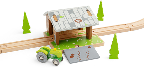 BigJigs Holzspielzeug Bauernhof - Eisenbahn Zubehör - bunt und robust-3