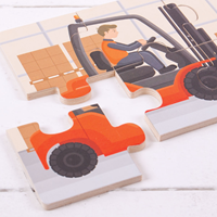 BigJigs Holzpuzzle Baufahrzeuge - 6 Teile - 3 Puzzles-3