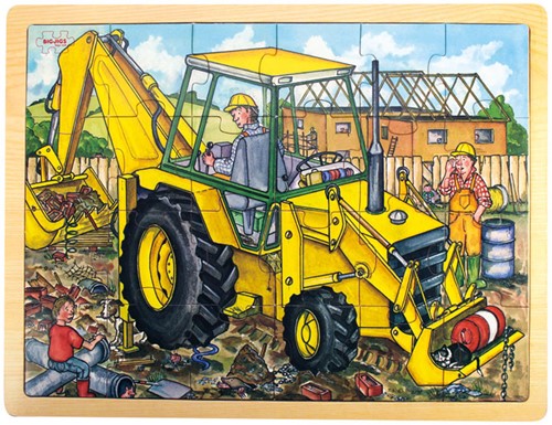 Bigjigs Holzpuzzle Bagger - 24 Teile
