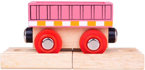 BigJigs Holz Wagon rosa Spielzeugzug kompatibel Schienen