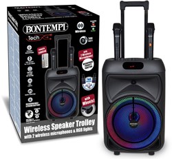 Bontempi kabellose Trolley-Soundbox mit Mikrofonen und Displays - Karaoke Lautsprecher