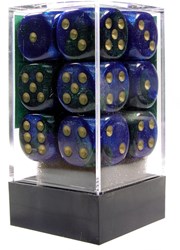 Chessex Gemini Blau-Grün/Gold D6 16mm Würfel Set 12 Stück