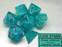 Chessex Cirrus Aqua/Silber Polydice Würfelset (7 Stück)