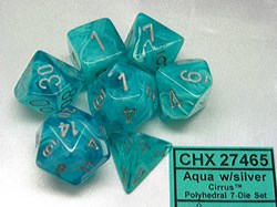 Chessex Cirrus Aqua/Silber Polydice Würfelset (7 Stück)