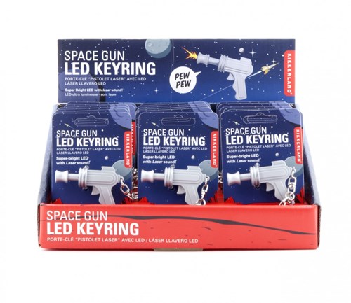 Kikkerland Space Gun Schlüsselanhänger mit LED-Lampe - Spielzeug Gadget