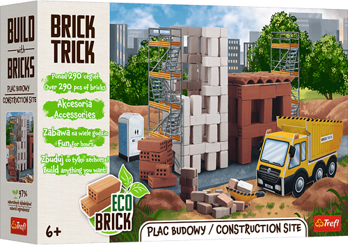 Brick Trick Bauset XL Baustelle - kreatives Spielzeug mit echten Ziegelsteinen